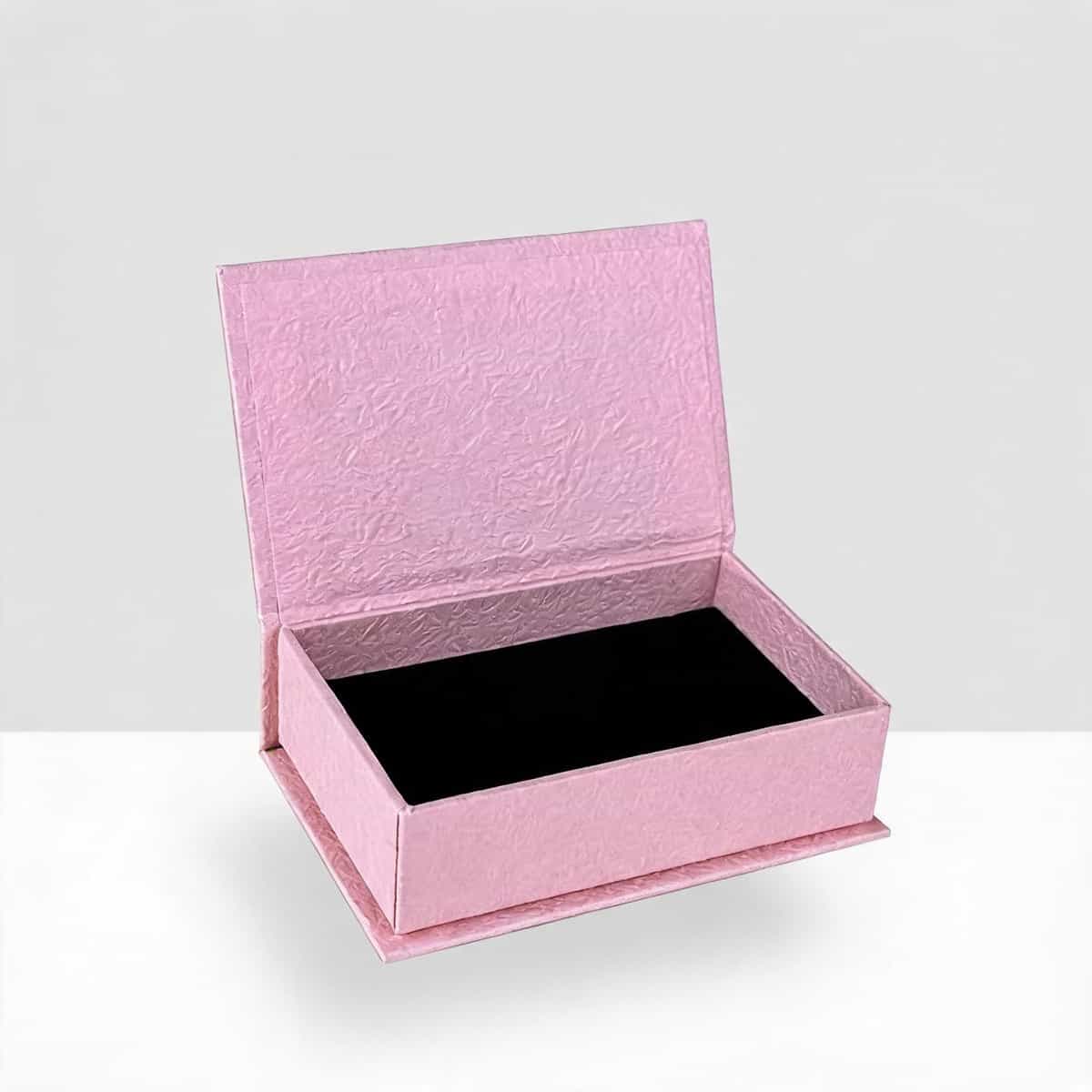 Slim Book-Style Jewelry Box —  Textured Paper Case