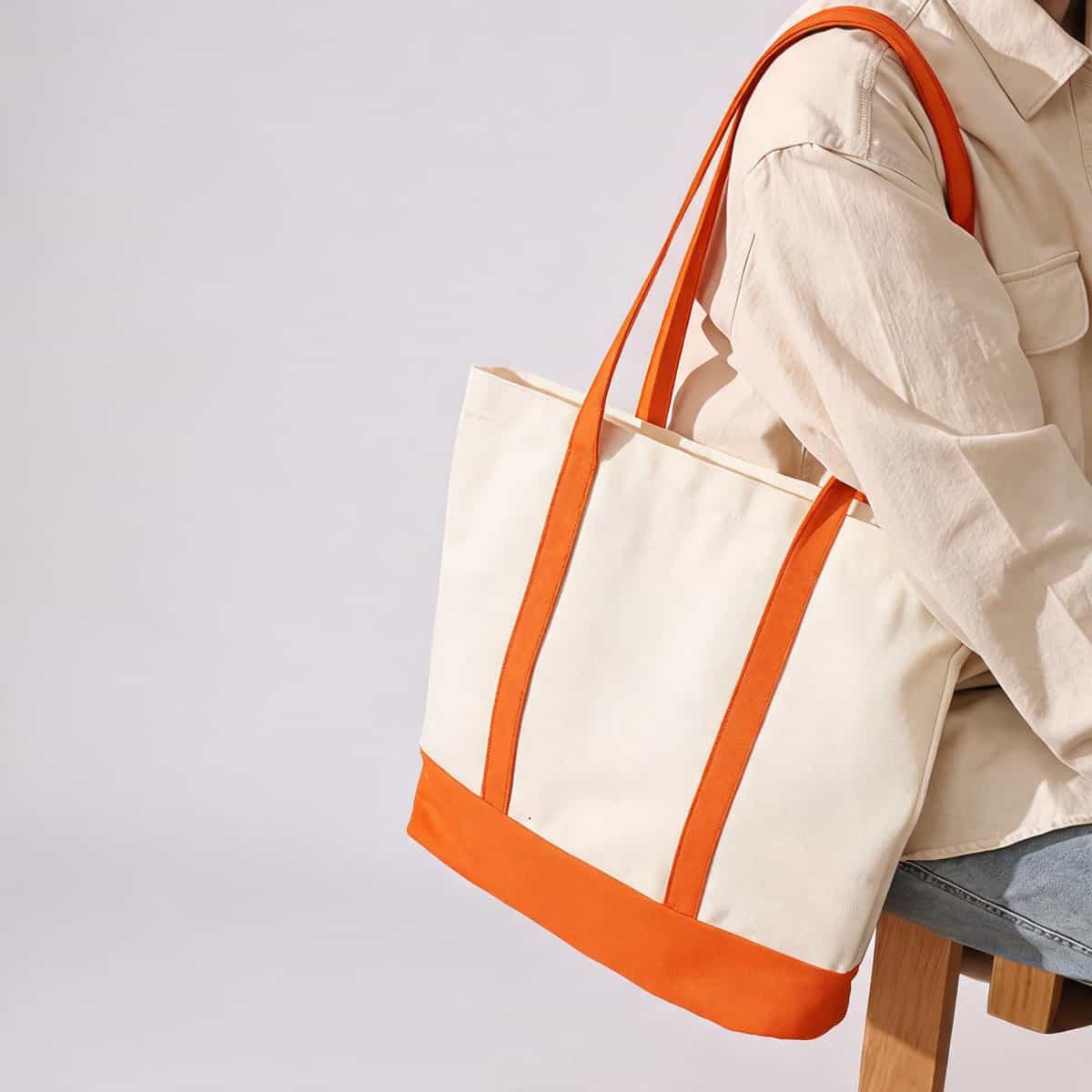 Ribbon-Handle Canvas Tote — 12 oz Promotional Shopper