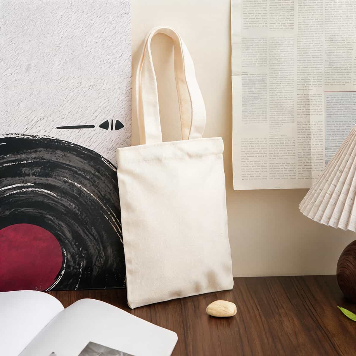 Ribbon-Handle Canvas Tote — 12 oz Promotional Shopper