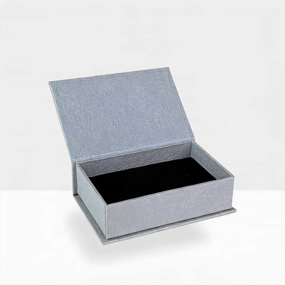 Slim Book-Style Jewelry Box —  Textured Paper Case