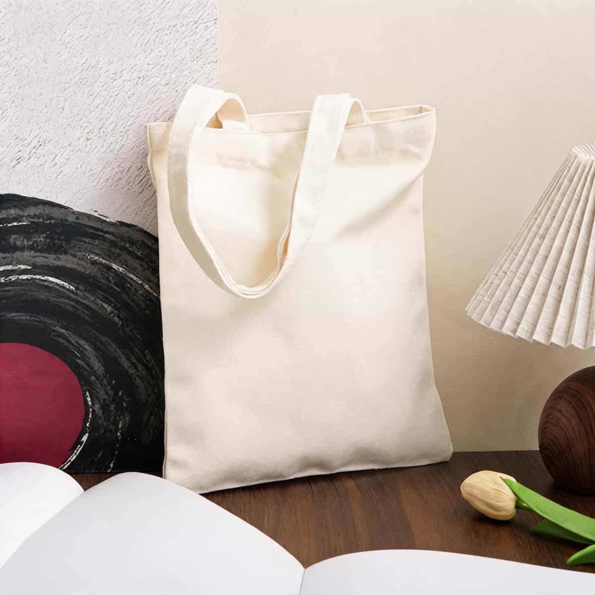 Ribbon-Handle Canvas Tote — 12 oz Promotional Shopper