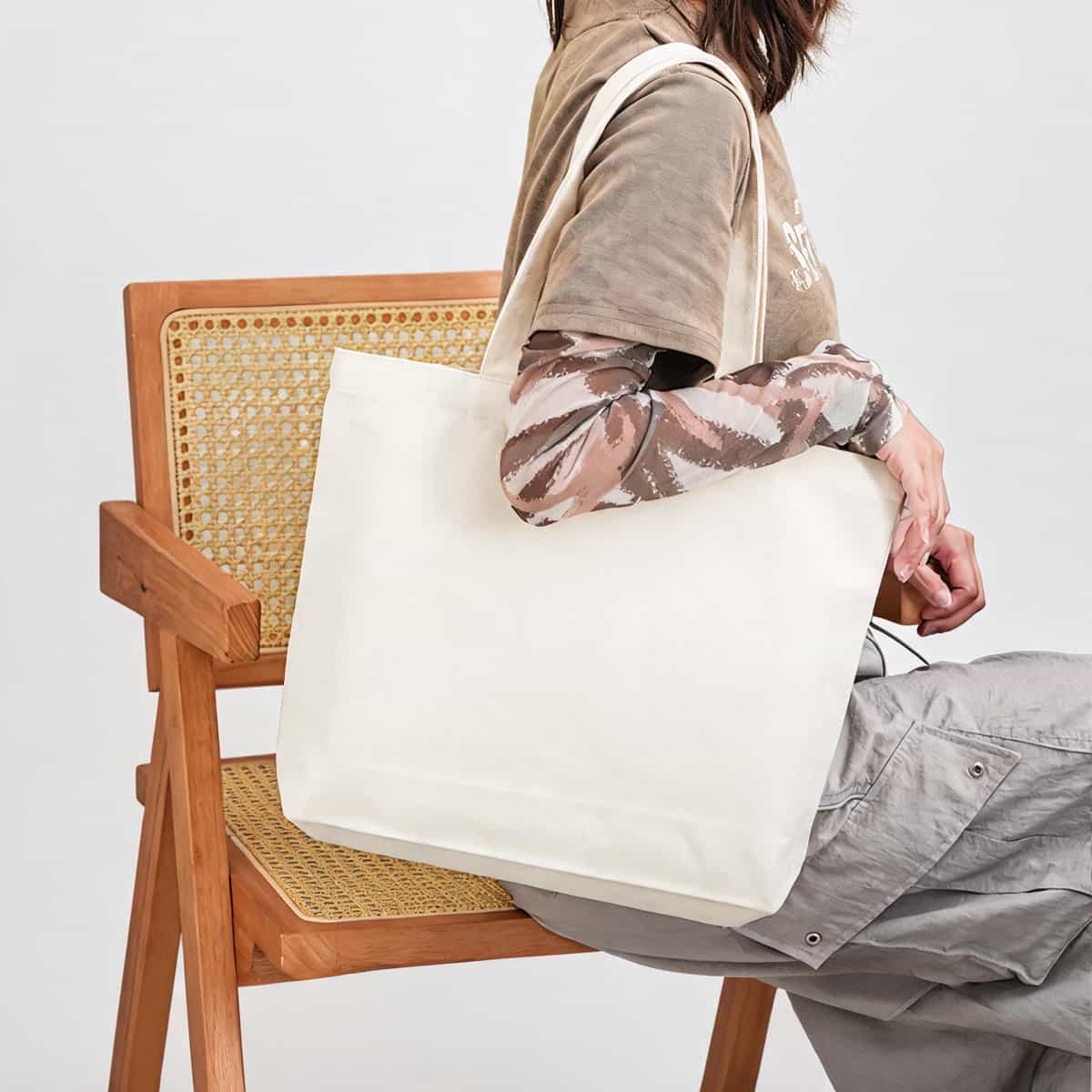 Ribbon-Handle Canvas Tote — 12 oz Promotional Shopper