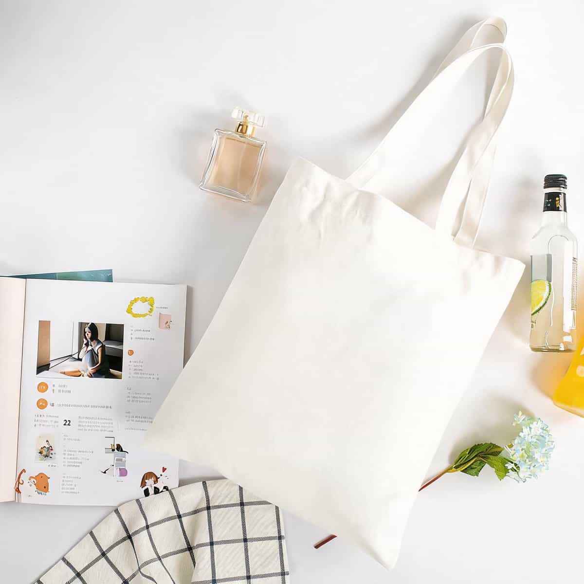 Ribbon-Handle Canvas Tote — 12 oz Promotional Shopper