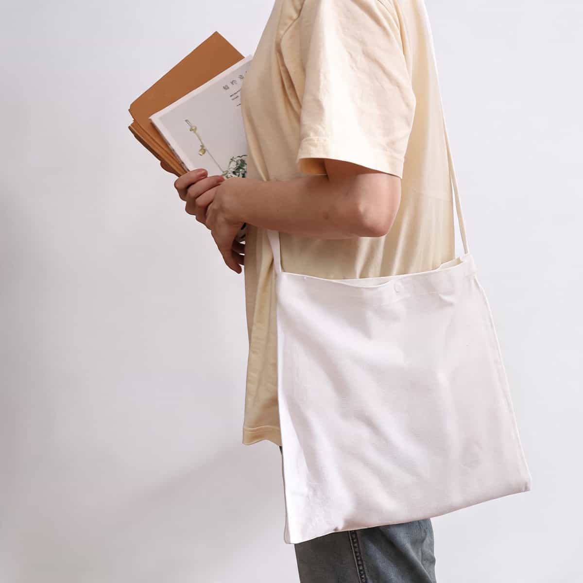 Ribbon-Handle Canvas Tote — 12 oz Promotional Shopper