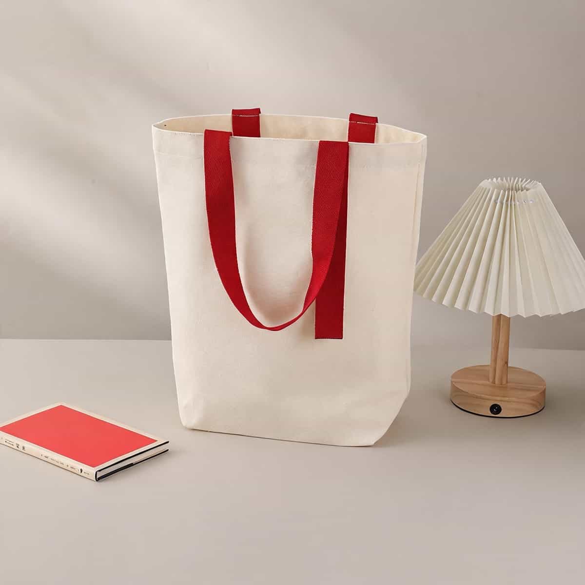 Ribbon-Handle Canvas Tote — 12 oz Promotional Shopper