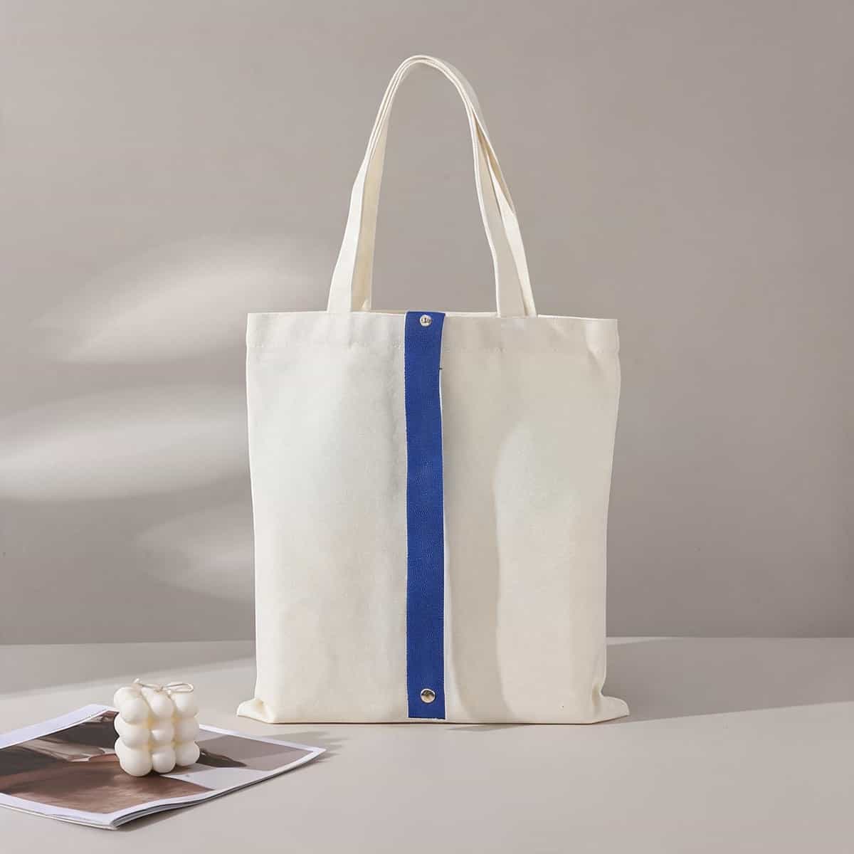 Ribbon-Handle Canvas Tote — 12 oz Promotional Shopper