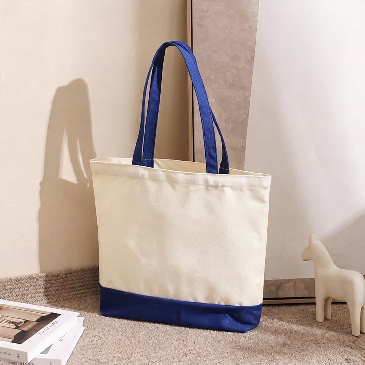 Ribbon-Handle Canvas Tote — 12 oz Promotional Shopper