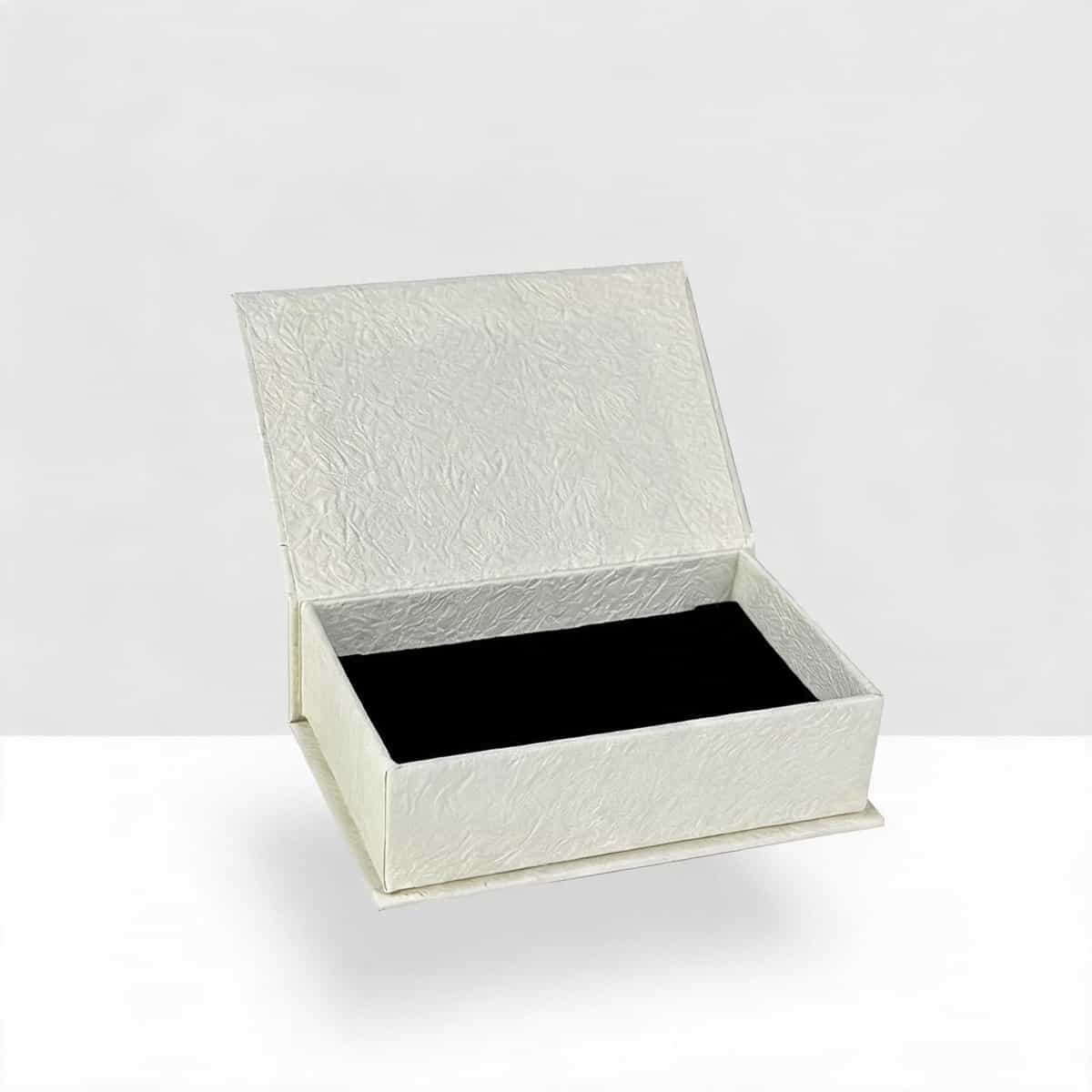 Slim Book-Style Jewelry Box —  Textured Paper Case