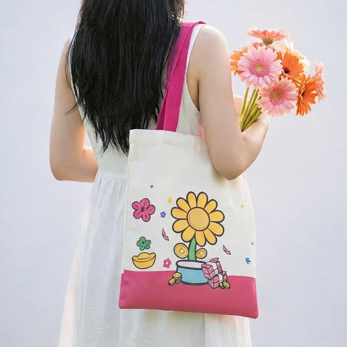 Ribbon-Handle Canvas Tote — 12 oz Promotional Shopper