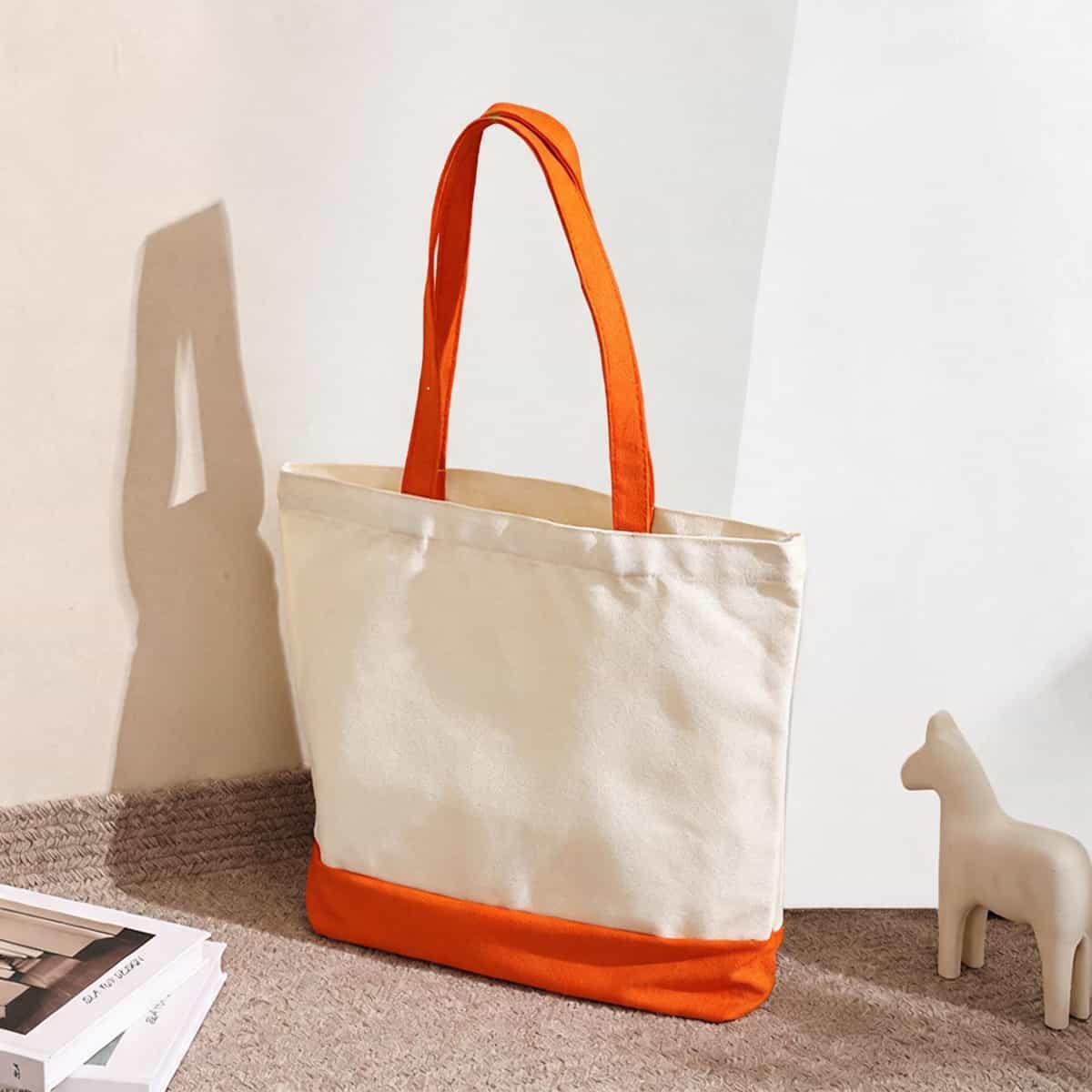 Ribbon-Handle Canvas Tote — 12 oz Promotional Shopper