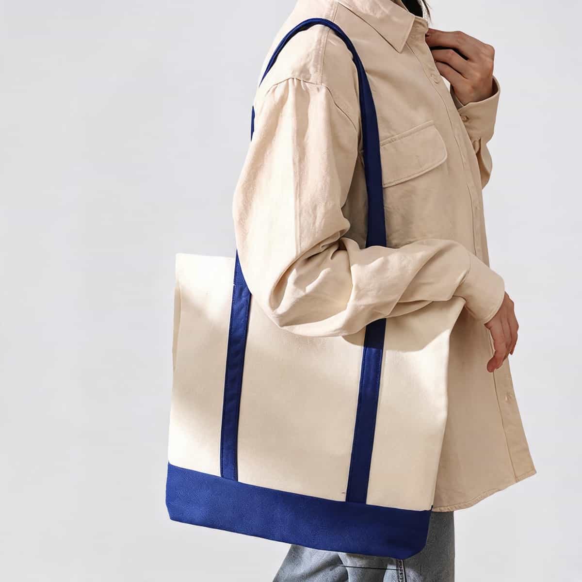 Ribbon-Handle Canvas Tote — 12 oz Promotional Shopper