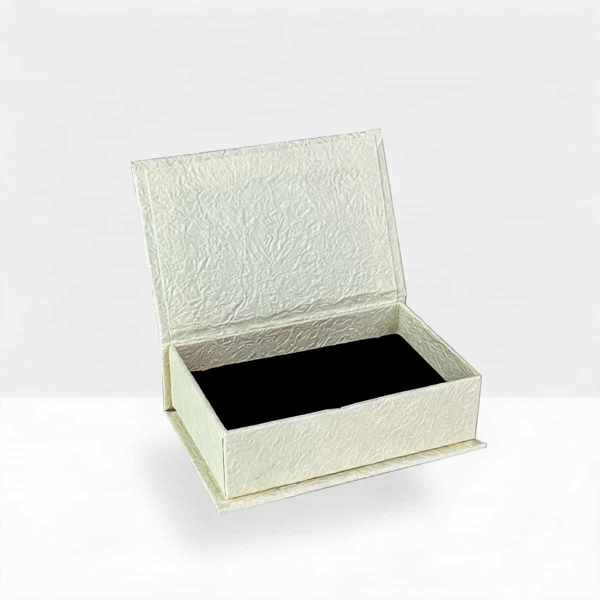 Slim Book-Style Jewelry Box —  Textured Paper Case