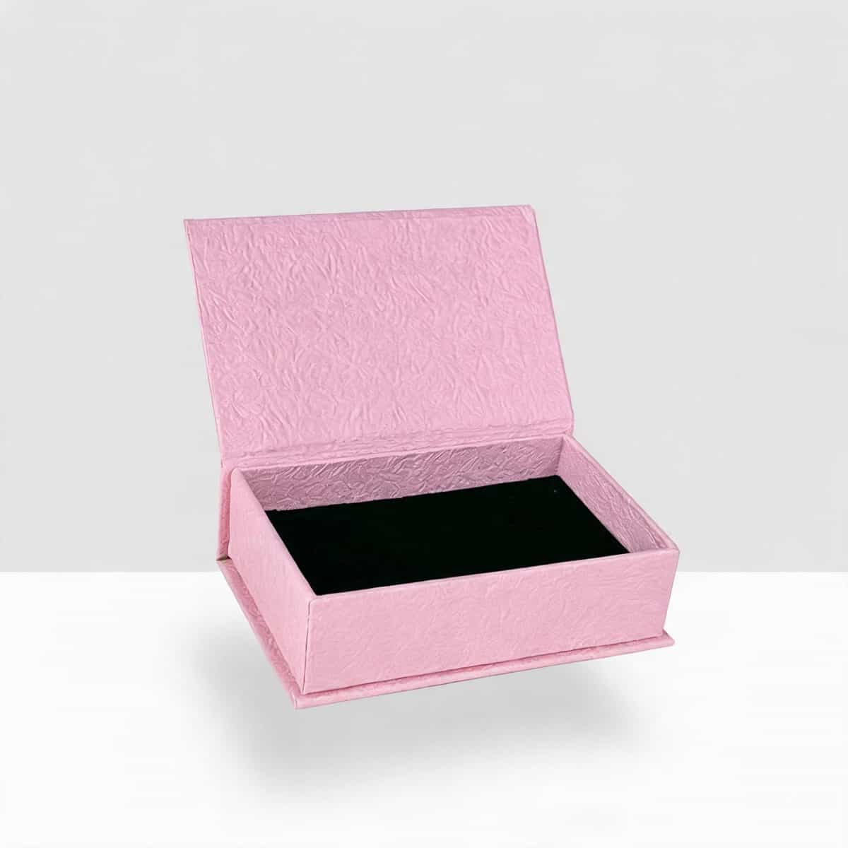 Slim Book-Style Jewelry Box —  Textured Paper Case