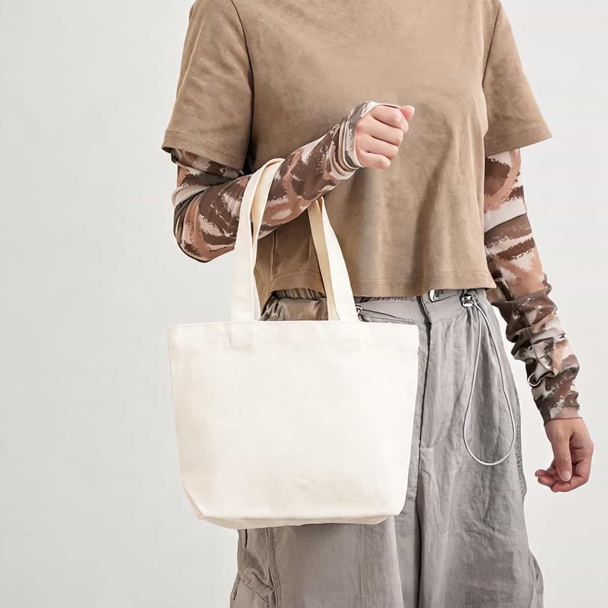 Ribbon-Handle Canvas Tote — 12 oz Promotional Shopper