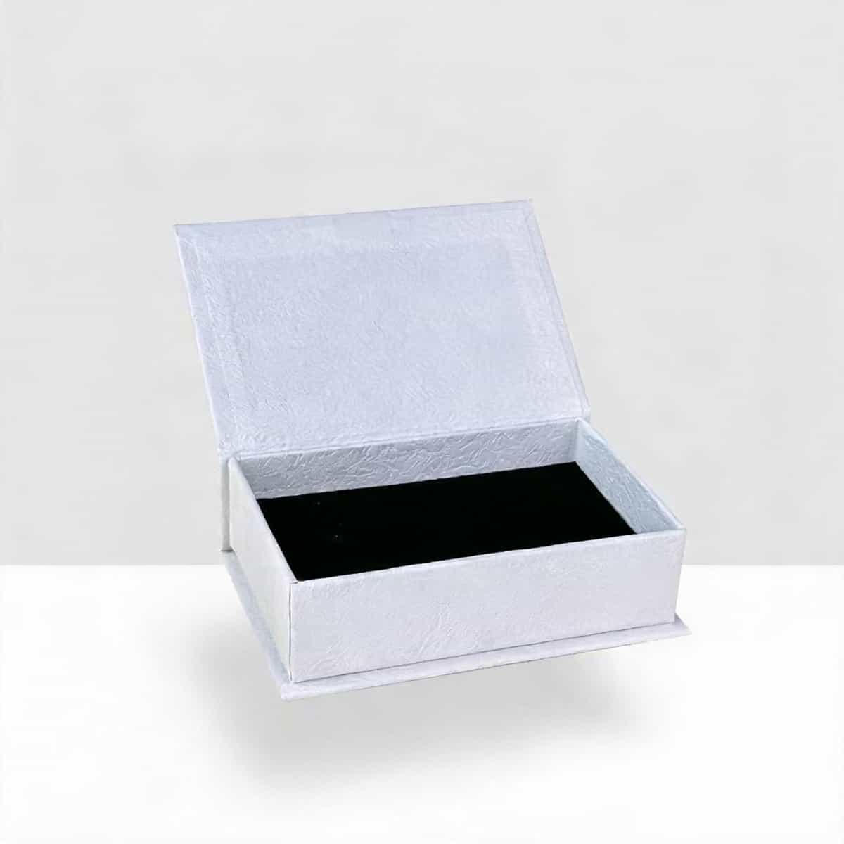 Slim Book-Style Jewelry Box —  Textured Paper Case