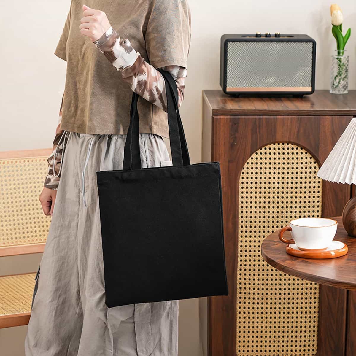 Ribbon-Handle Canvas Tote — 12 oz Promotional Shopper