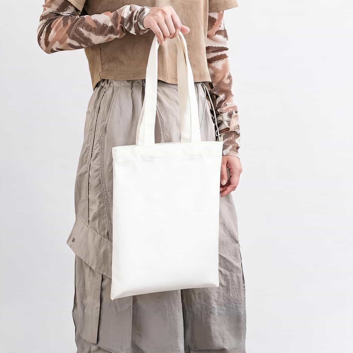 Ribbon-Handle Canvas Tote — 12 oz Promotional Shopper