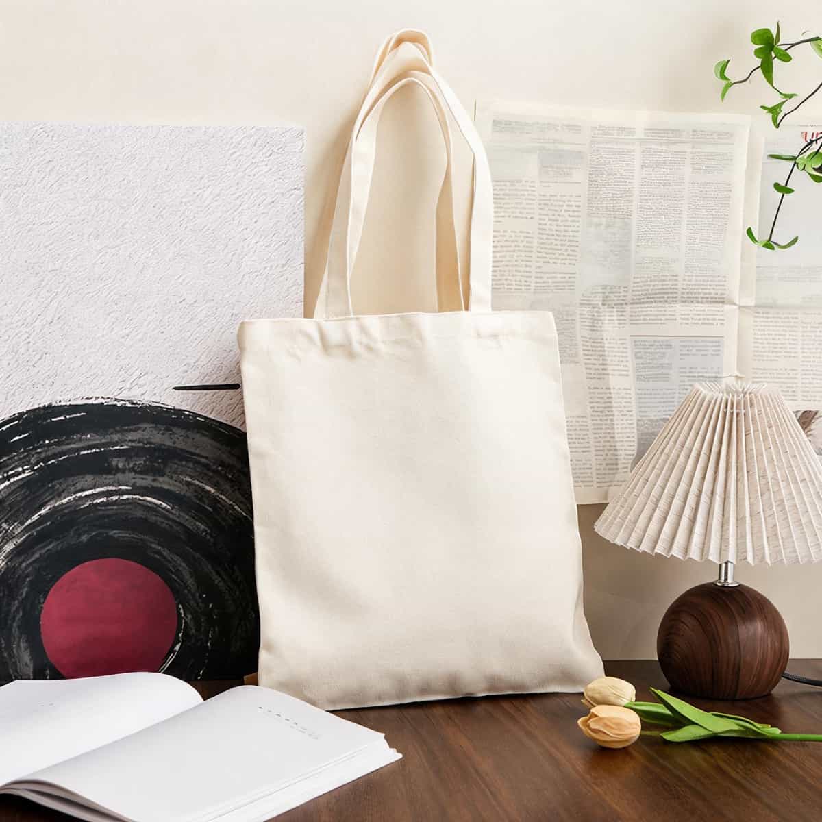 Ribbon-Handle Canvas Tote — 12 oz Promotional Shopper