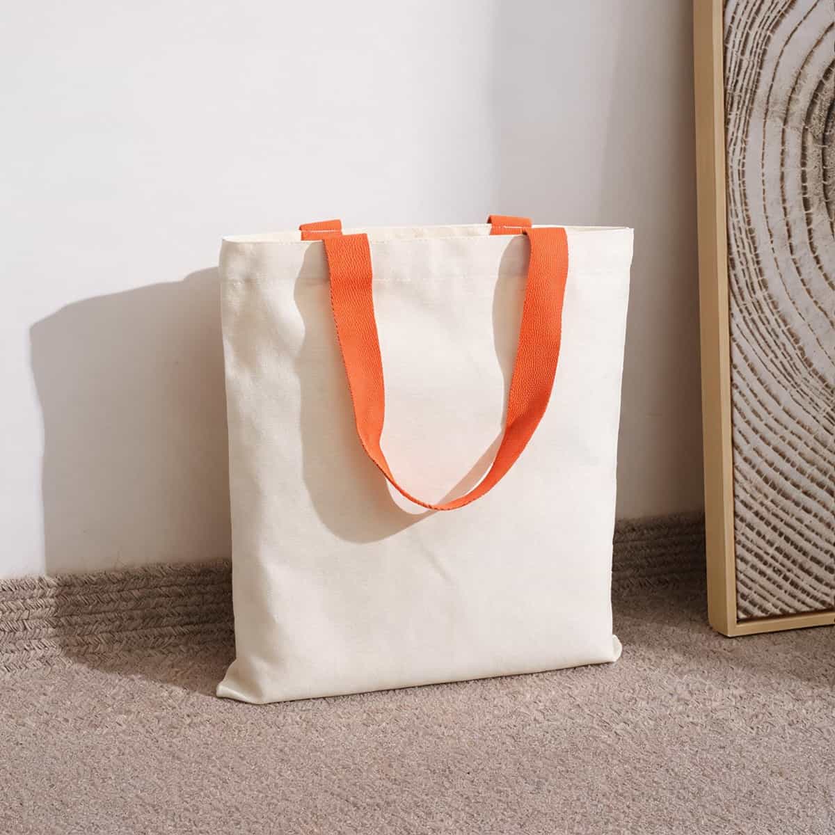 Ribbon-Handle Canvas Tote — 12 oz Promotional Shopper