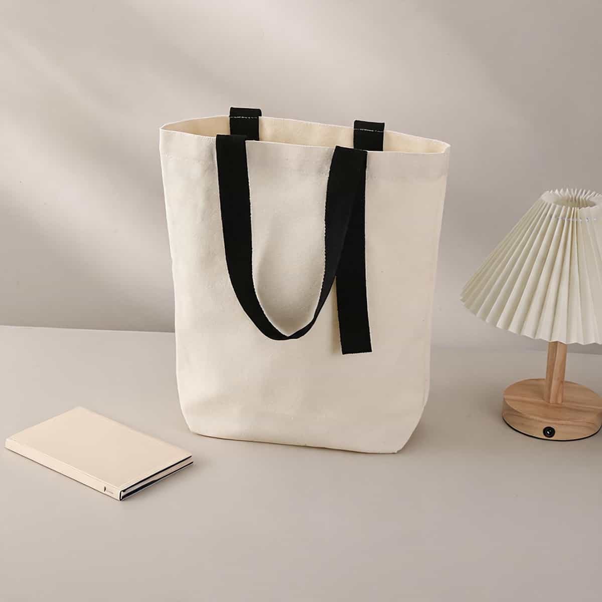 Ribbon-Handle Canvas Tote — 12 oz Promotional Shopper